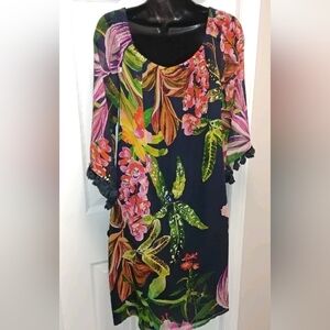 Trina Turk tropical floral silk dress